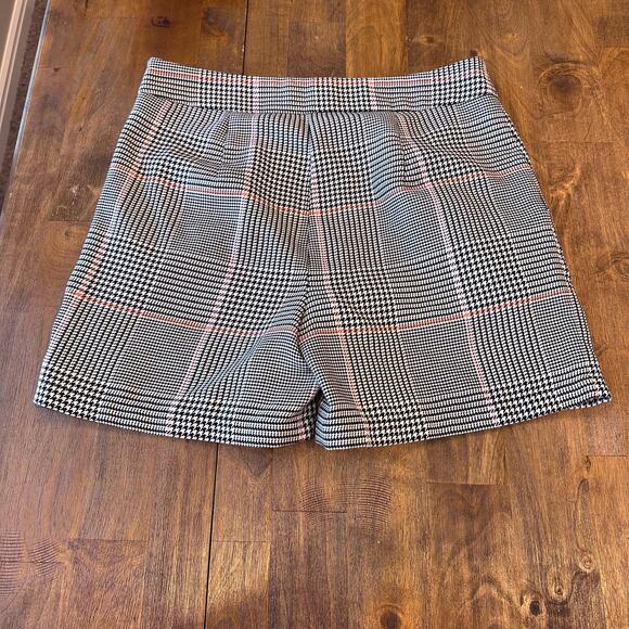 Just Female Amalie Houndstooth Shorts Size Medium Black Pink Orange Cream - Picture 2 of 13